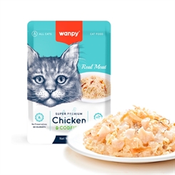 Wanpy Retort Pouch Chicken & Codfish 85g - vådfoder til katte